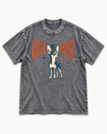 Chihuahua Give Me Space Starburst Graphic Washed Tee in Gray, flat lay product photo