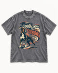 Boxer The Good Kind of Stubborn Washed Tee in Gray, flat lay product photo