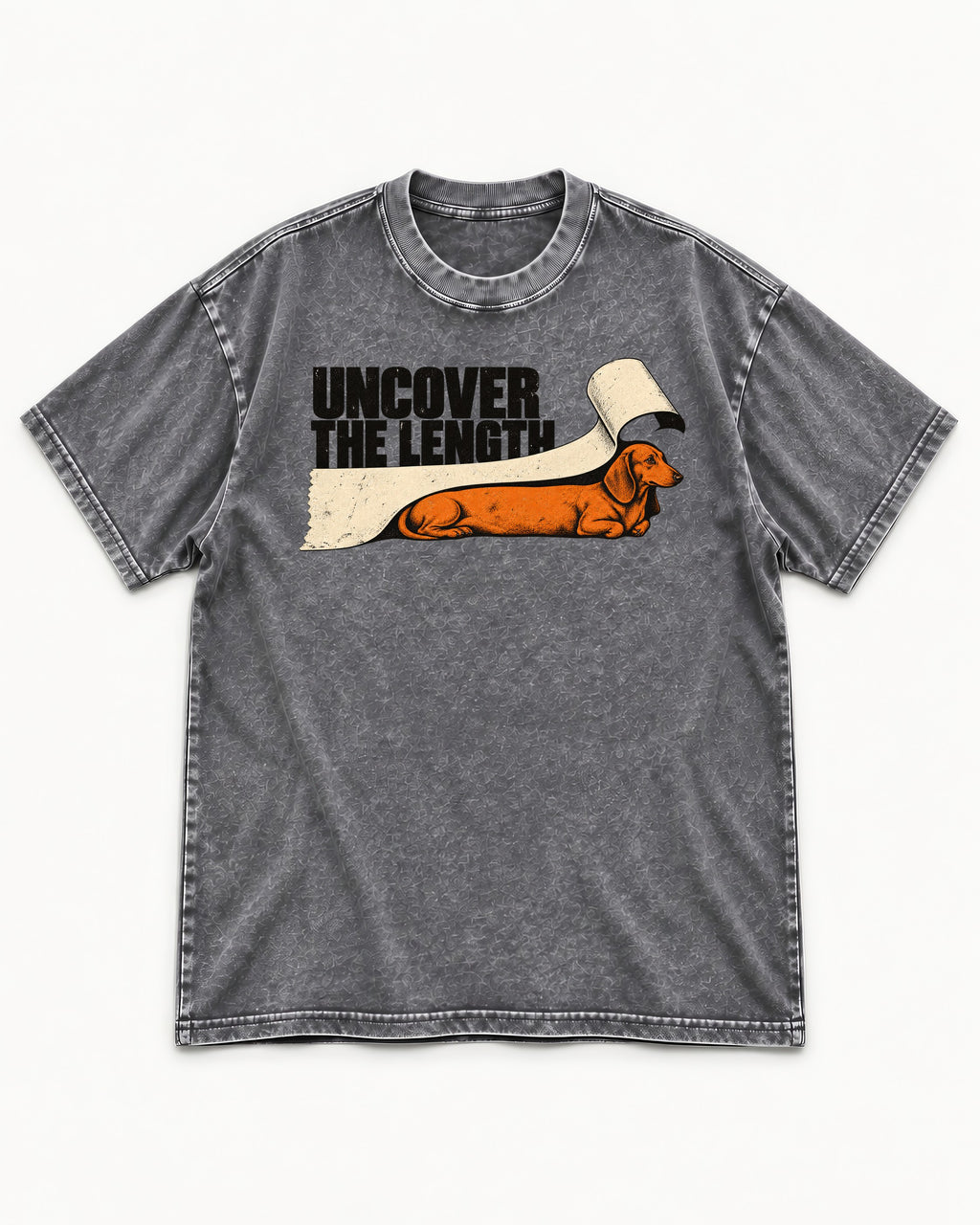Uncover the Dachshund Length Washed Tee in Gray, flat lay product photo