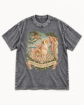 Corgi Arrived Without a Dress Code Birth of Venus Washed Tee in Gray, flat lay product photo