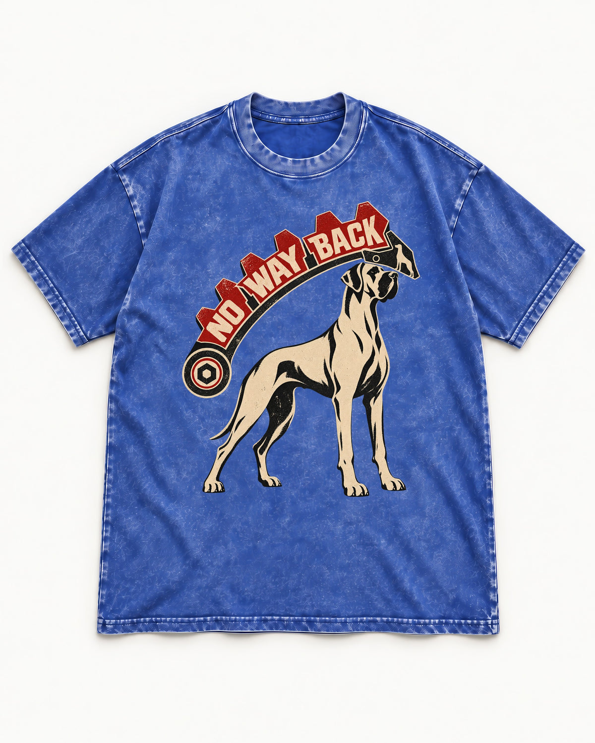 Great Dane No Way Back Arrow Graphic Washed Tee in Royal Blue, flat lay product photo
