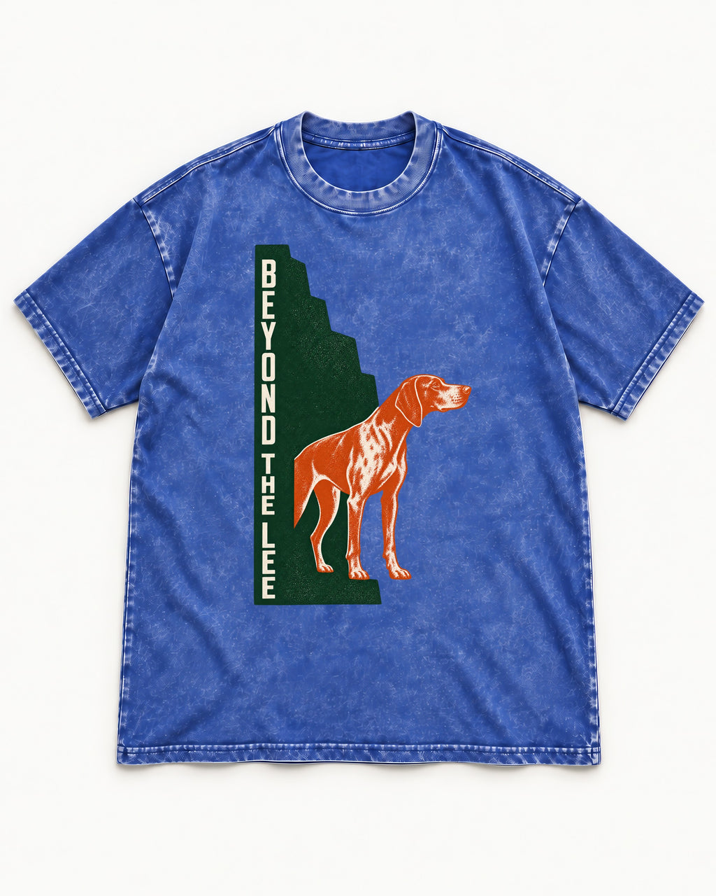 German Shorthaired Pointer Beyond the Lee Monument Graphic Washed Tee in Royal Blue, flat lay product photo