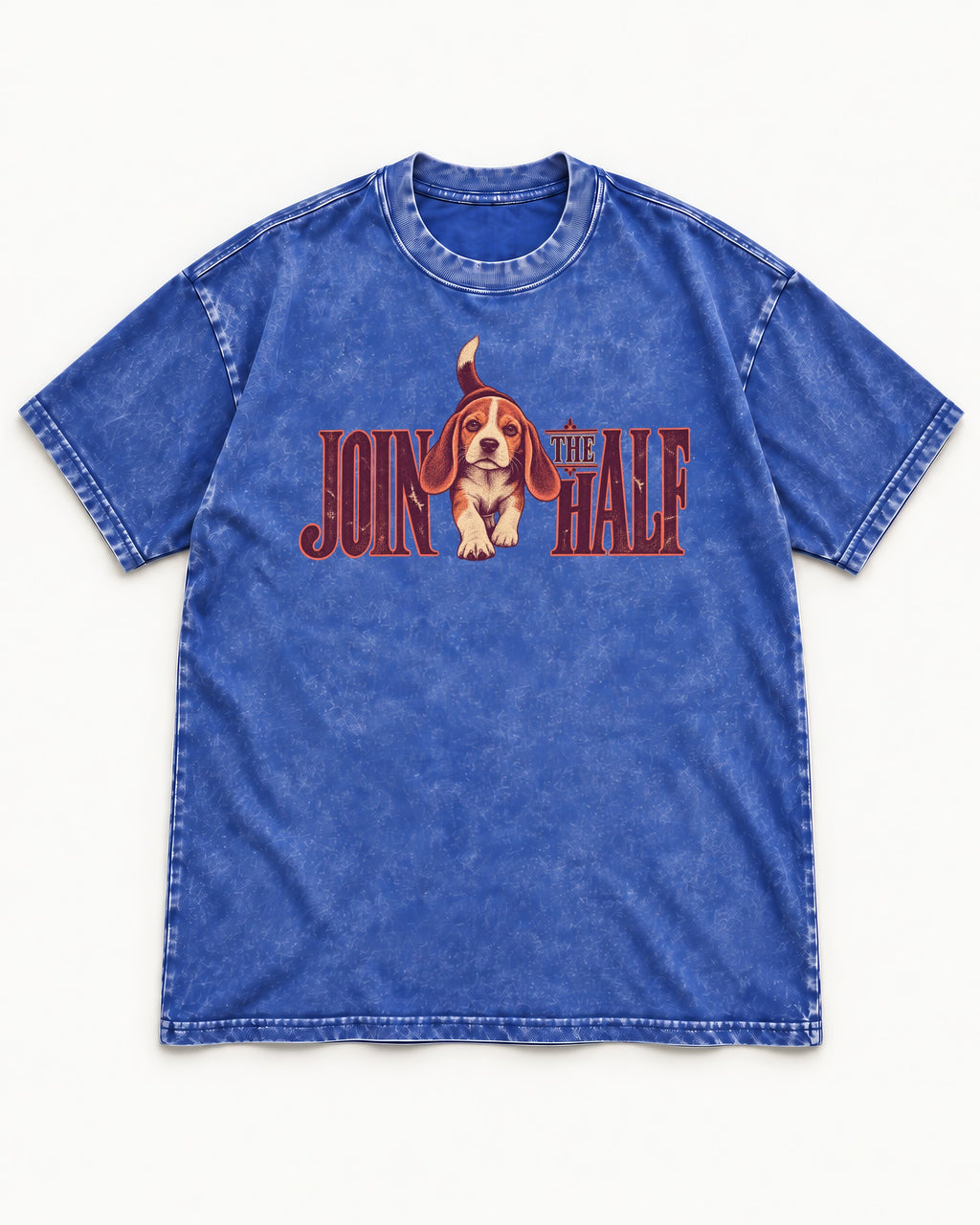 Beagle Join The Half Washed Tee in Royal Blue, flat lay product photo