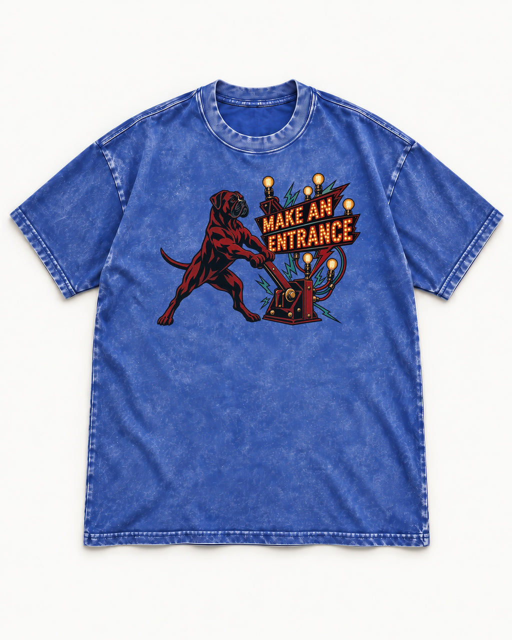 Boxer Make an Entrance Washed Tee in Royal Blue, flat lay product photo