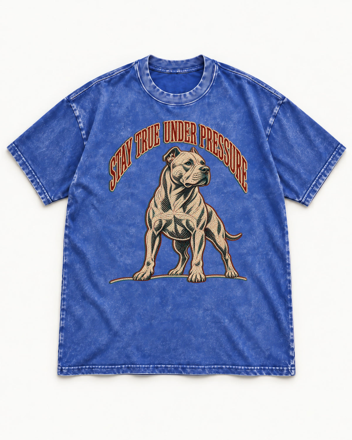 Pitbull Stay True Under Pressure Stance Graphic Washed Tee in Royal Blue, flat lay product photo