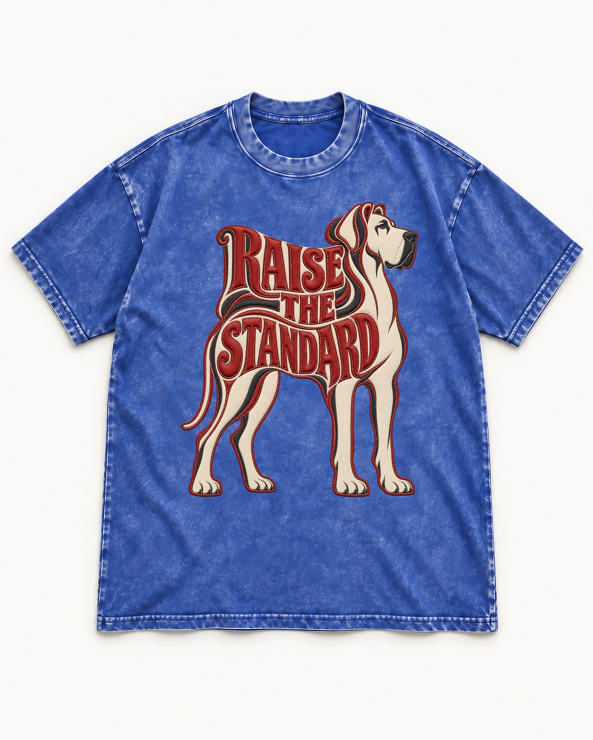 Great Dane Raise the Standard Typography Graphic Washed Tee in Royal Blue, flat lay product photo
