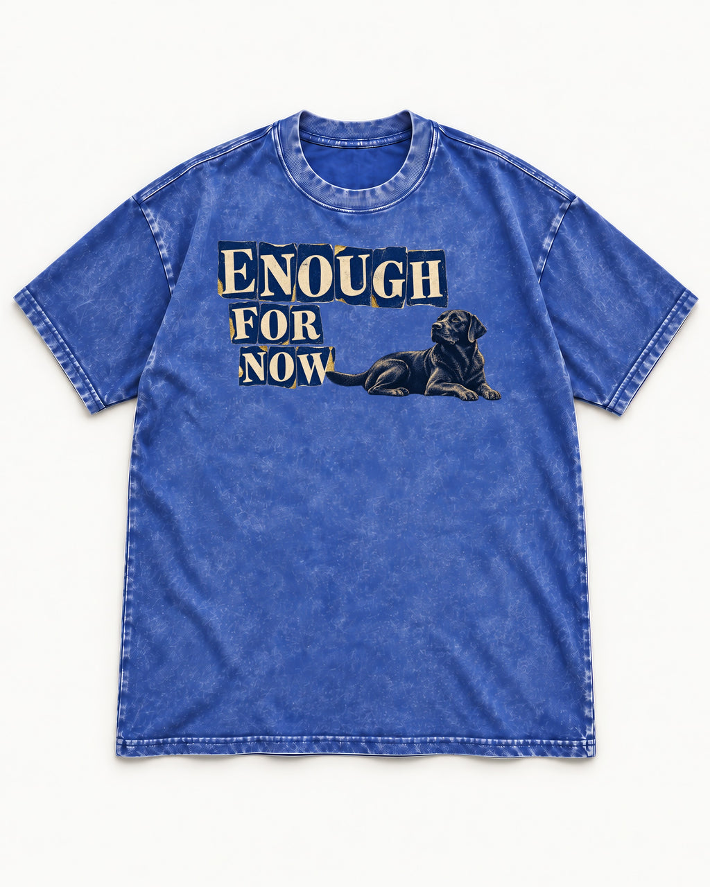 Labrador Retriever Enough for Now Reclining Graphic Washed Tee in Royal Blue, flat lay product photo