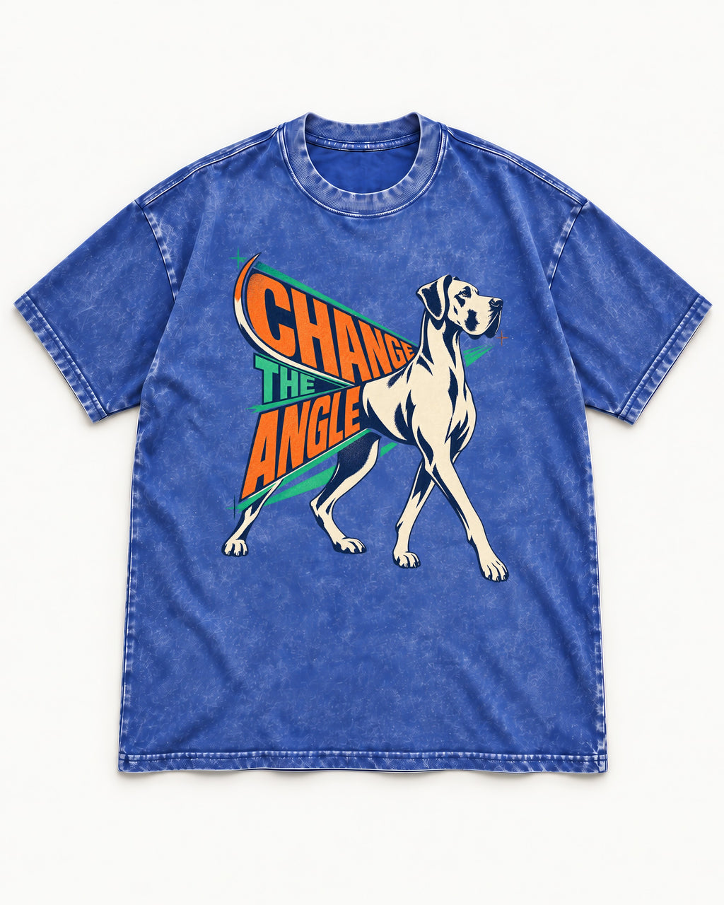 Great Dane Change the Angle Walking Graphic Washed Tee in Royal Blue, flat lay product photo
