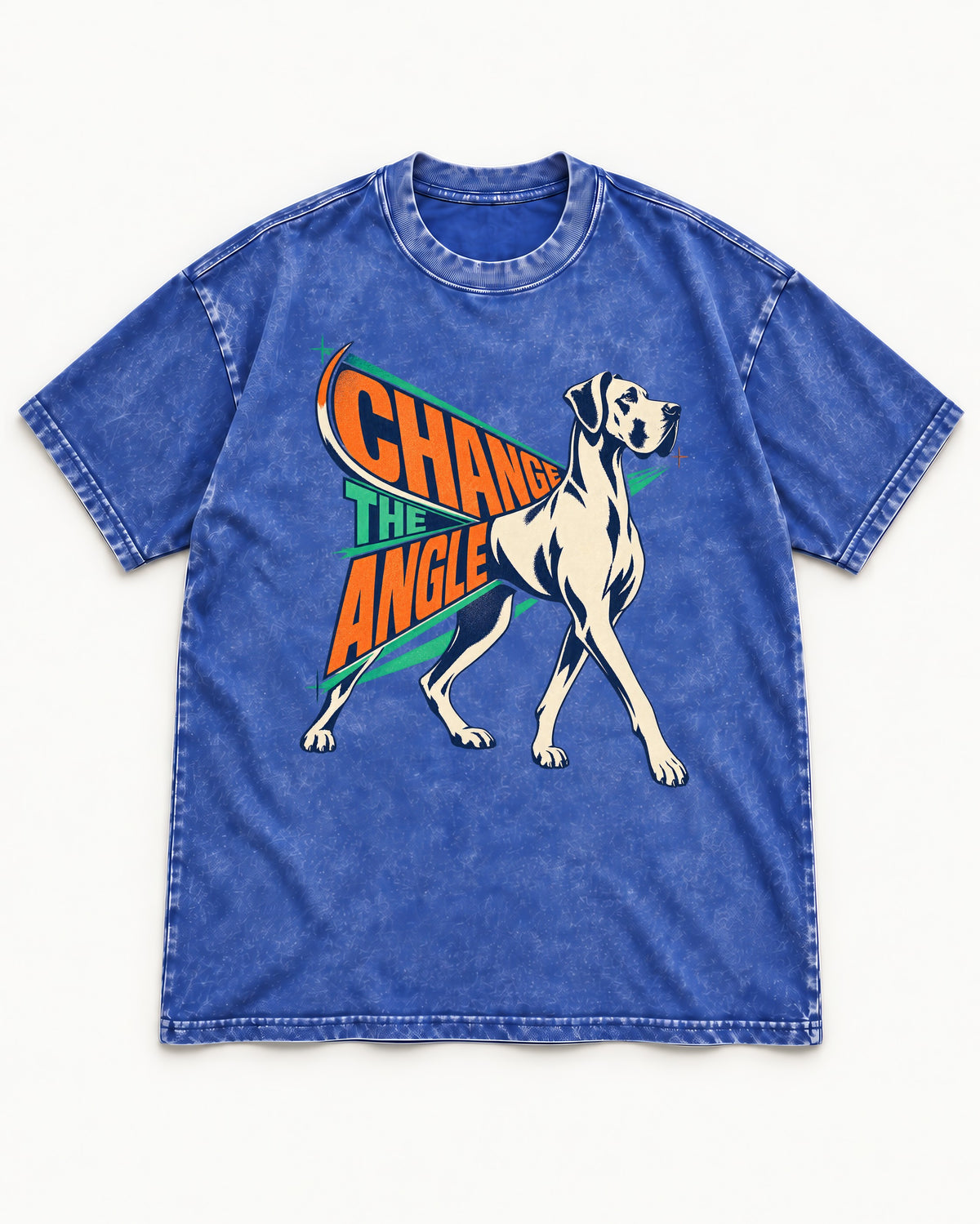 Great Dane Change the Angle Walking Graphic Washed Tee in Royal Blue, flat lay product photo