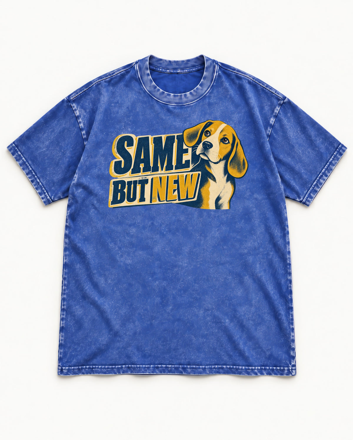 Same Beagle But New Washed Tee in Royal Blue, flat lay product photo